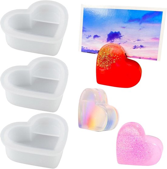 Sander Shop 3 stuks siliconen vormen hart 3D liefde hartvorm siliconen vorm hart siliconen gietvorm epoxyhars hartvorm