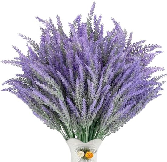 12 Stuks Kunstlavendel Bloemen - Realistische Kunstplanten voor Decoratie - 36 cm - Gedroogde Lavendel voor Binnen en Buiten