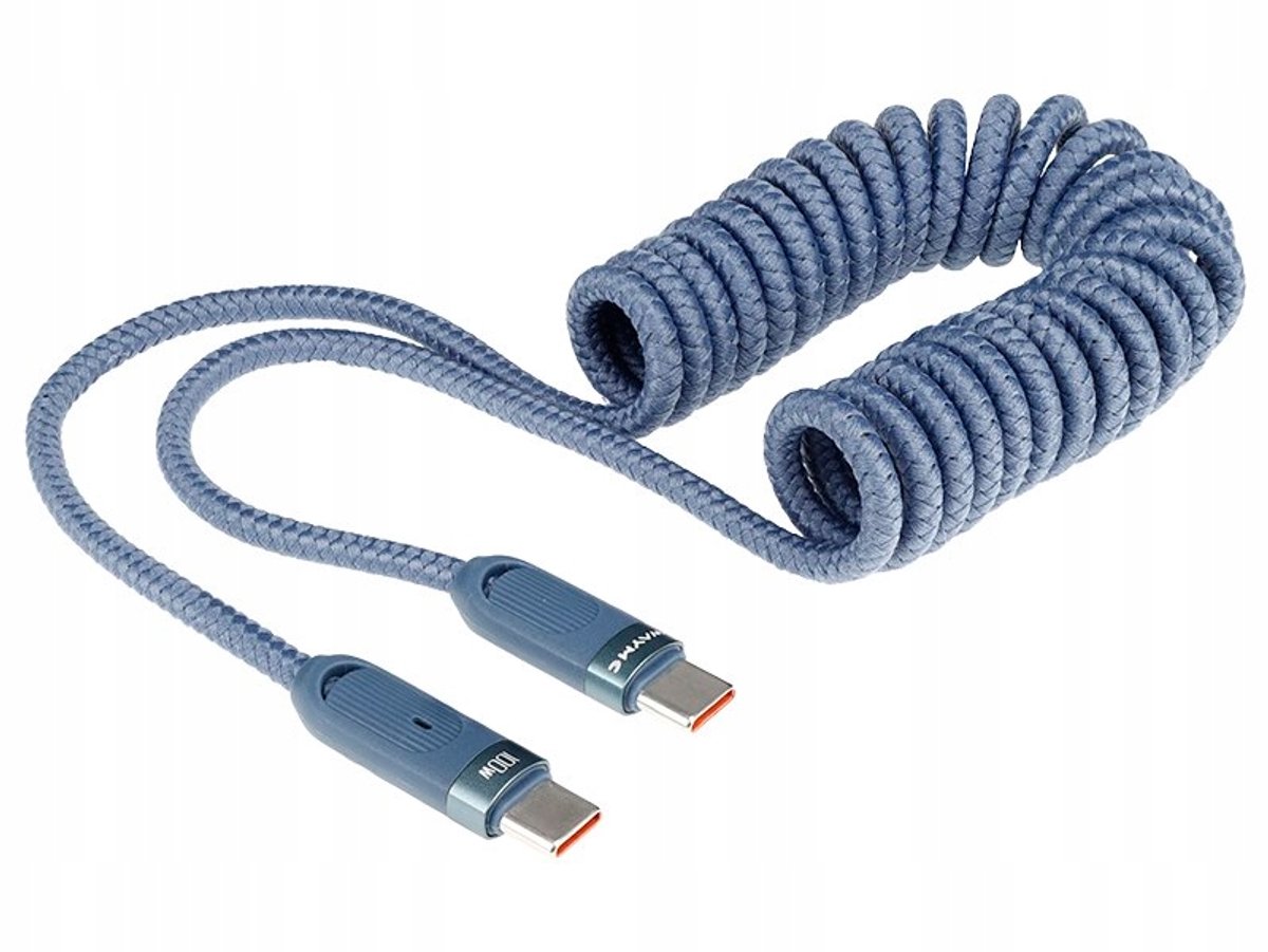 WAYME USB-C Laadkabel 1,8m 100W 6A Spiraal & Stroomvoorziening