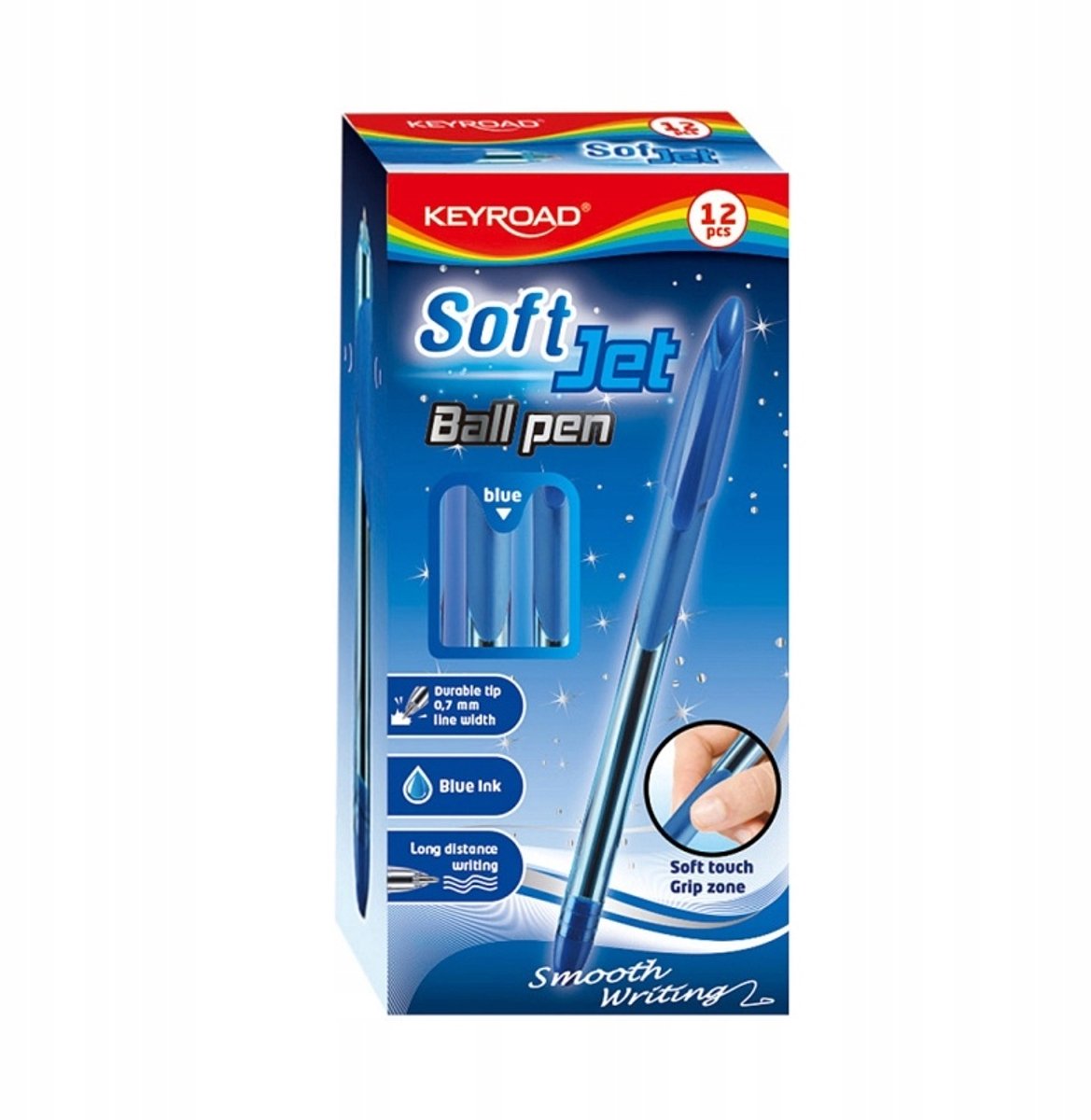 KEYROAD Soft Jet balpen, blauw, 0,7 mm