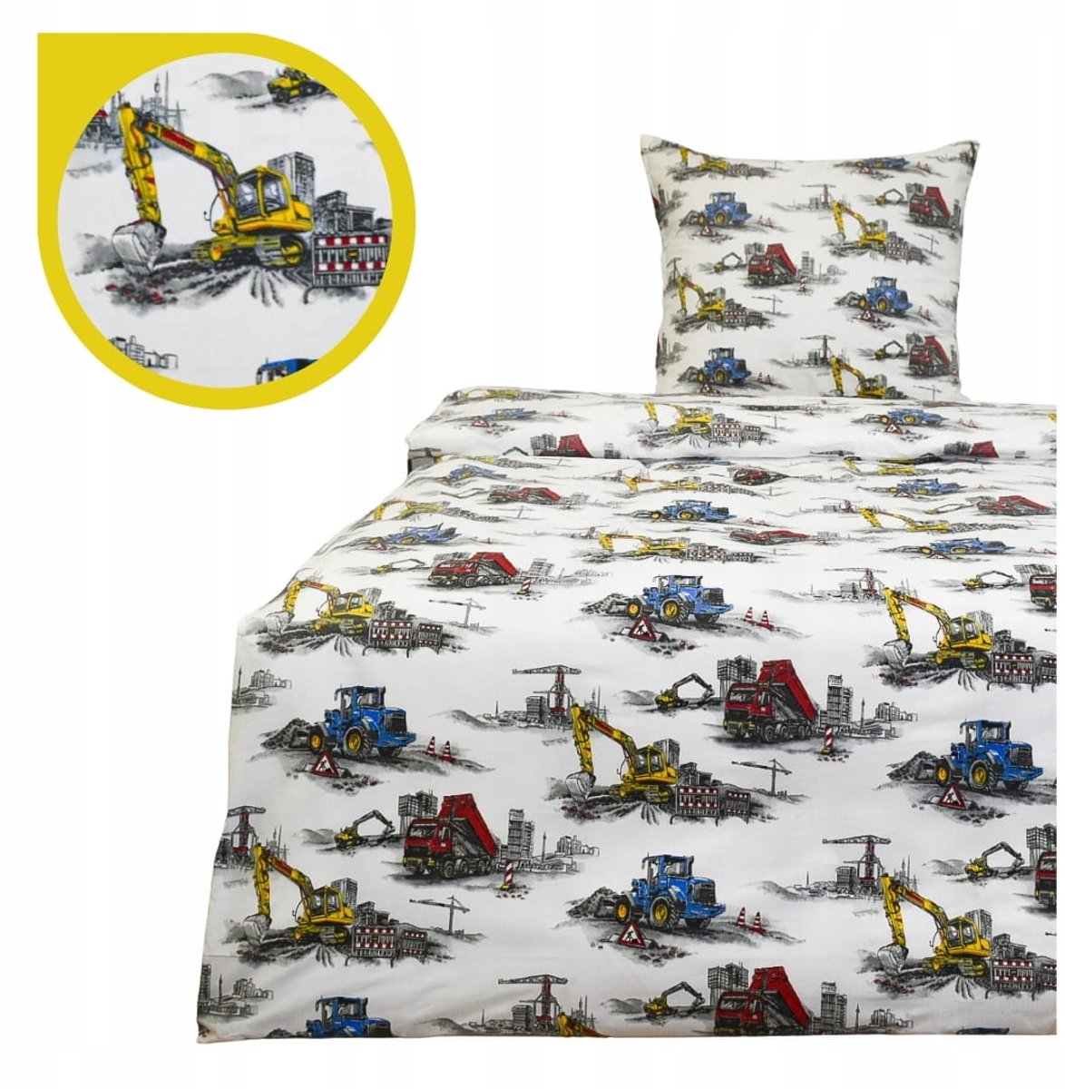 Kinderbeddengoed 140x160cm Bouwmachines Katoen - Nederlands Product