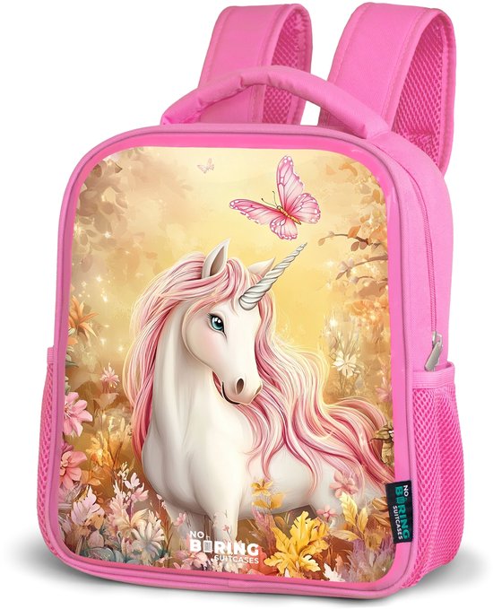 NoBoringSuitcases.com® - Sac à dos rose - Cartable fille - Licorne - Papillon - Rose - Lune - Sac à dos Kinder - Cartable enfant - Sac à dos scolaire enfant
