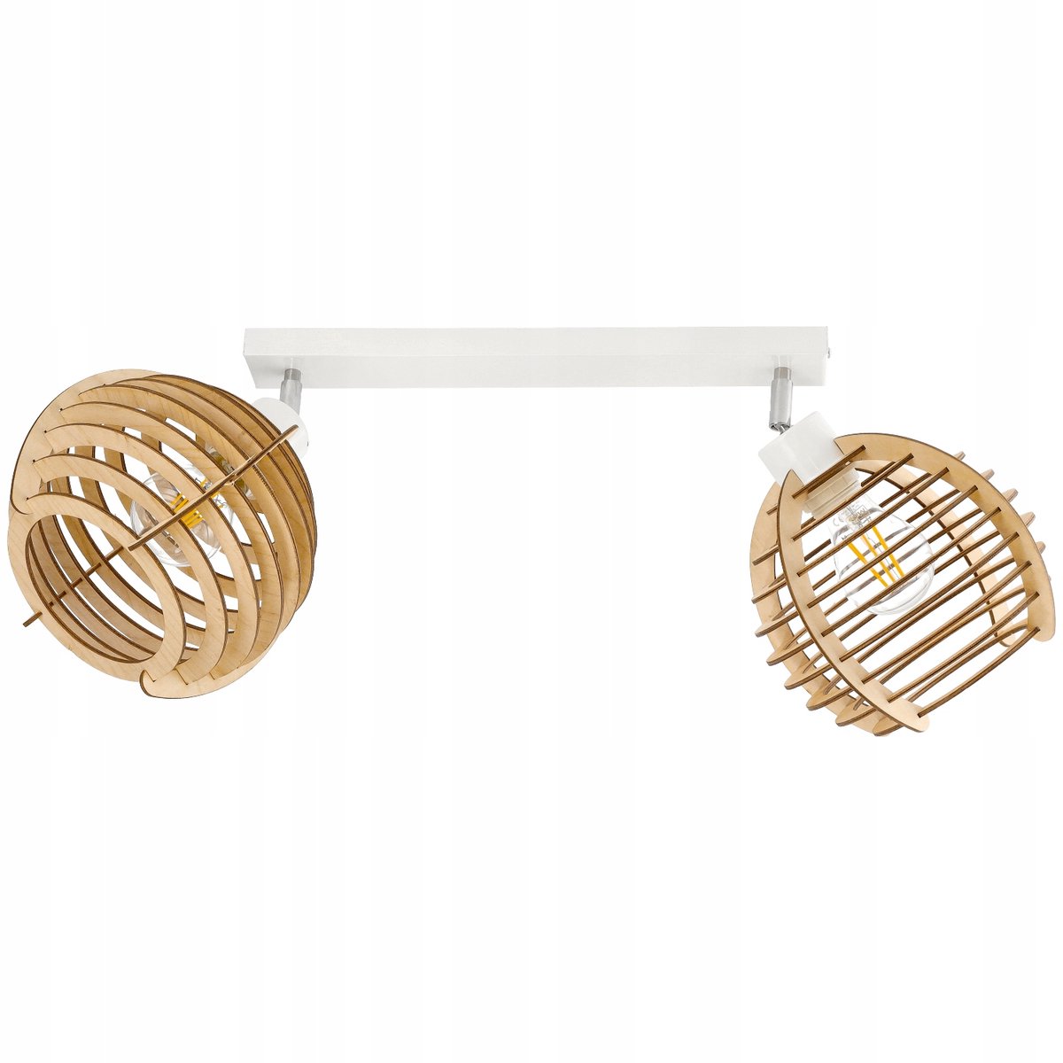 Hanglamp met 2 Houten Bollen, Verstelbaar