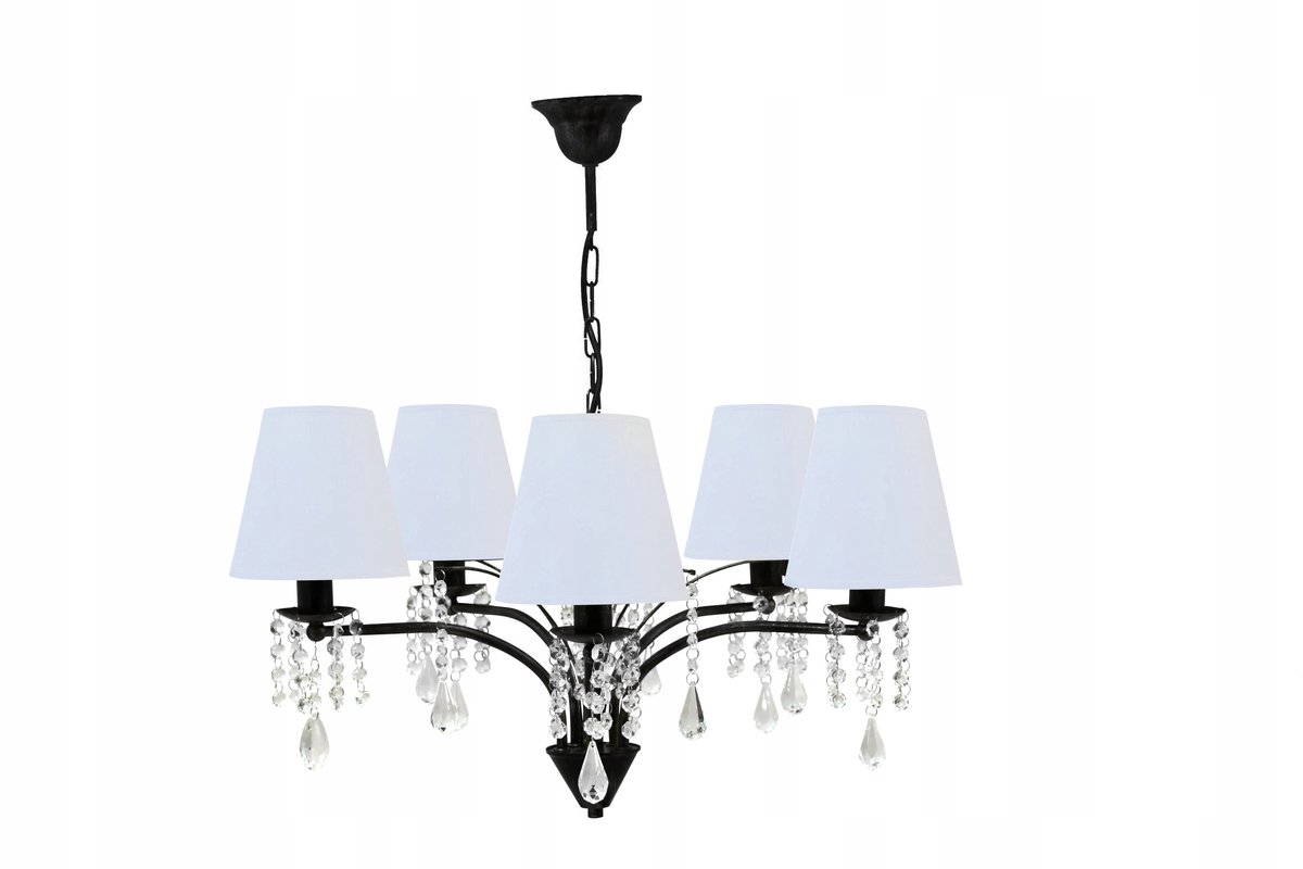 Hanglamp Kristal Wit Plissé Kap 5xE14 60cm