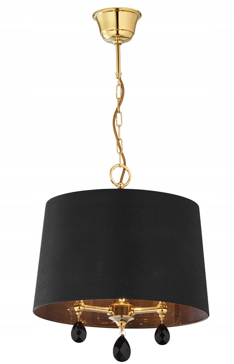 Elegante Zwarte Hanglamp EGIDA met Gouden Frame en Kristal