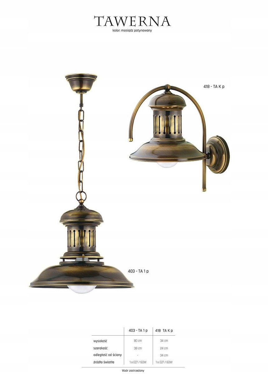 TAWERNA Klassieke Hanglamp 0403 - Messing Patina