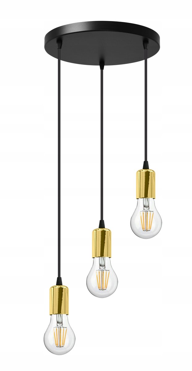 Hanglamp Diamant Zwart/Goud E27 3x60W