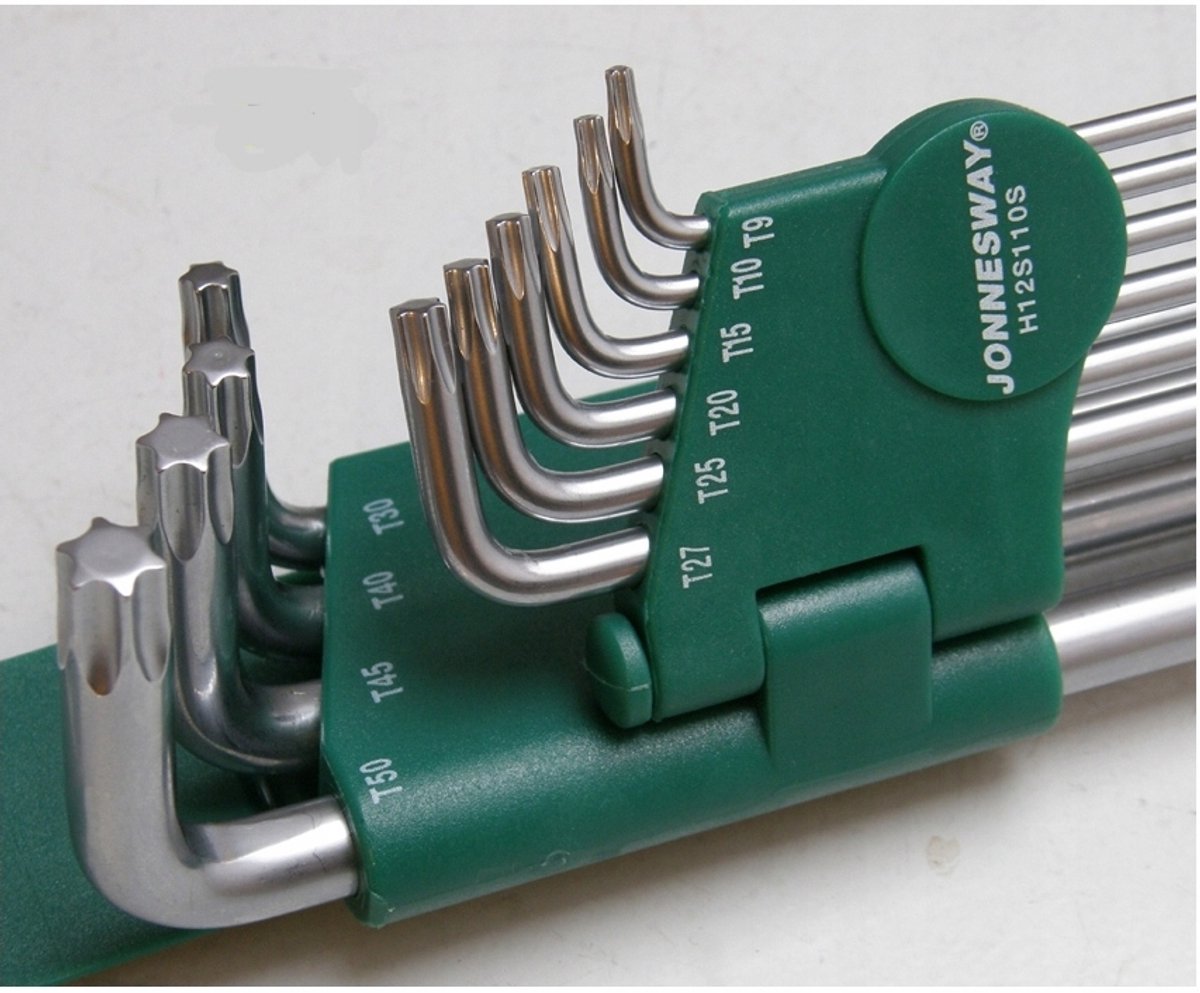 Lange Gebogen Torx Sleutelset T9-T50 - 10 Delig