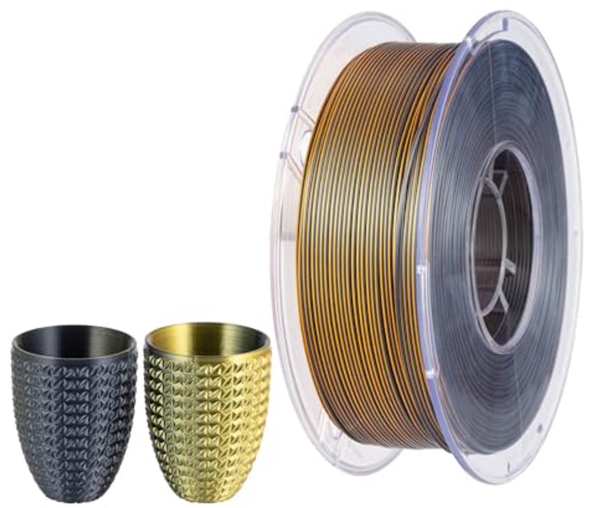 Dual Tweekleurig PLA Filament 1.75mm Zwart/Goud voor 3D Printers - 1KG