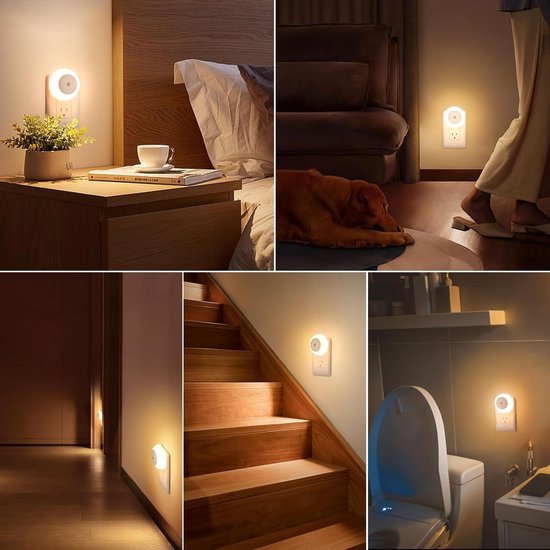 Daity [5-pack] Nachtlampje, stopcontact, automatisch detecterend warmwit LED-nachtlampje 0,5W, geschikt voor slaapkamer, badkamer, gang, keuken (warm wit licht) van Merkloos — afbeelding 2