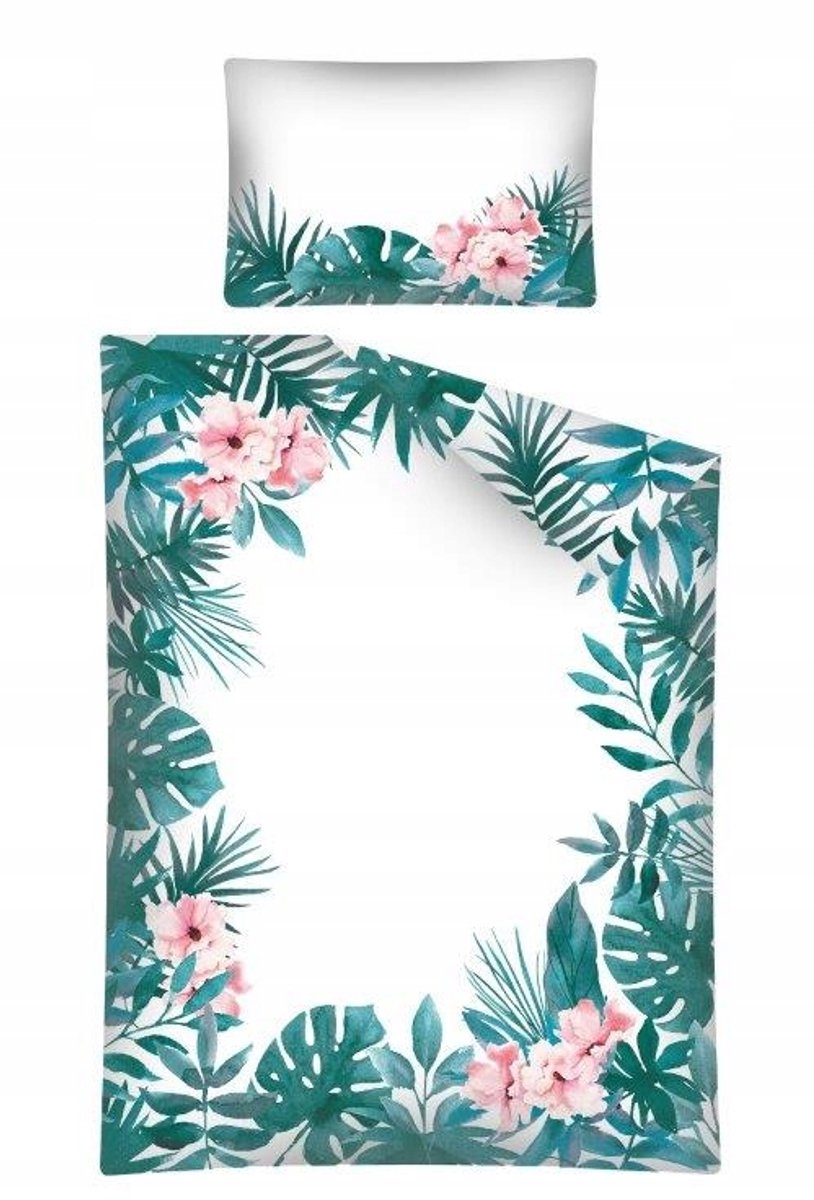 Bamboe kinderbed dekbedovertrekset 100x135cm bladeren en bloemen