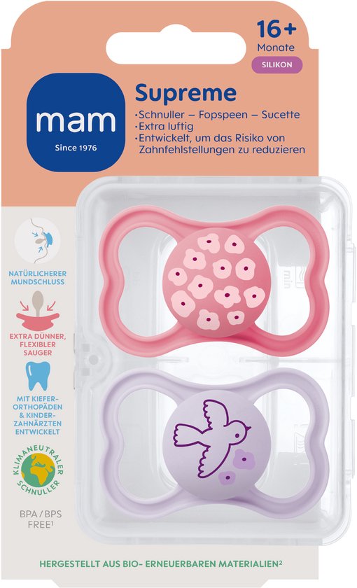 MAM - Supreme Silikon Speen - Siliconen - 16+ Maanden - Extra Ventilatie - Roze - 2 stuks van MAM — afbeelding 5