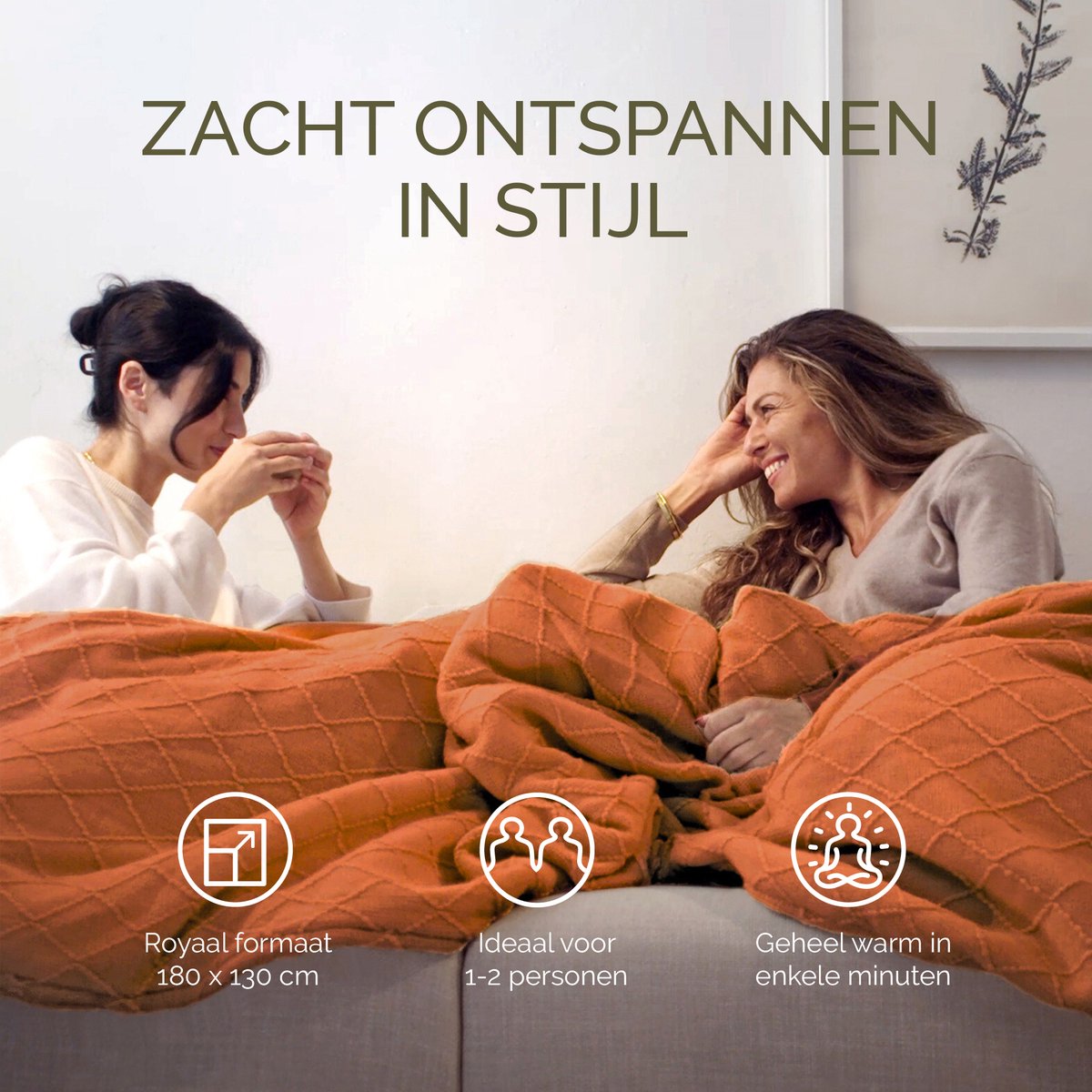 Groenland BOHEM Design Warmtedeken voor de Bank 180 × 130 cm Red Earth | Verwarmde Plaid · Elektrische Deken voor de Bank | Wasbaar · 9 Warmtestanden · Timer met Automatische Uitschakeling — cadeau in Wonen & Interieur - foto 7