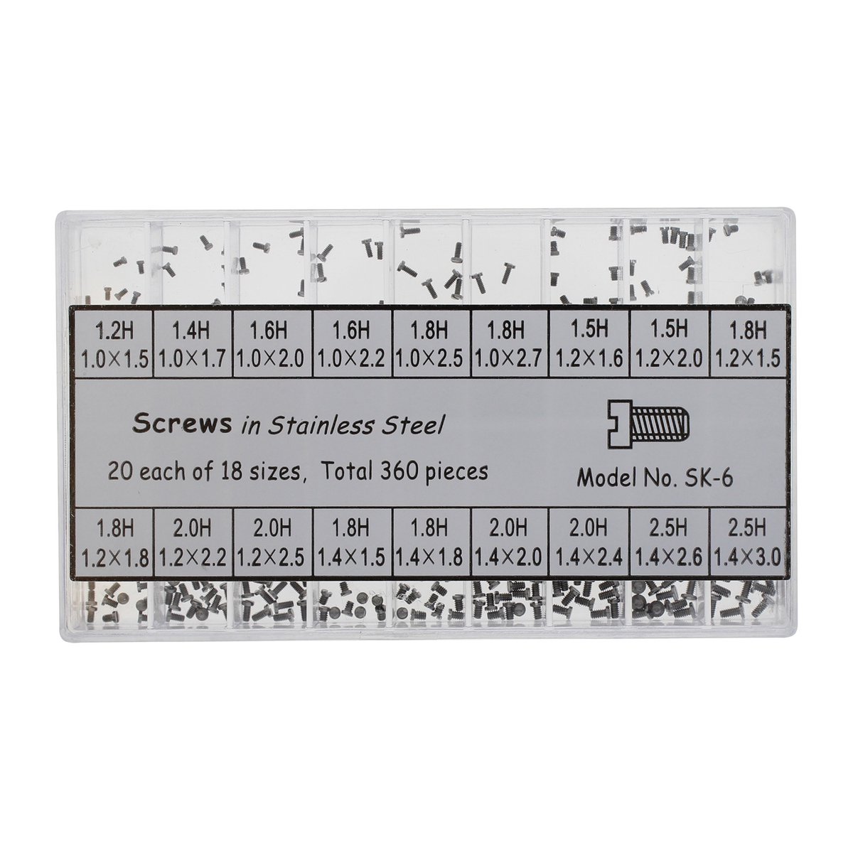 Assortiment kastdekselschroeven van roestvrij staal, inhoud 360 stuks