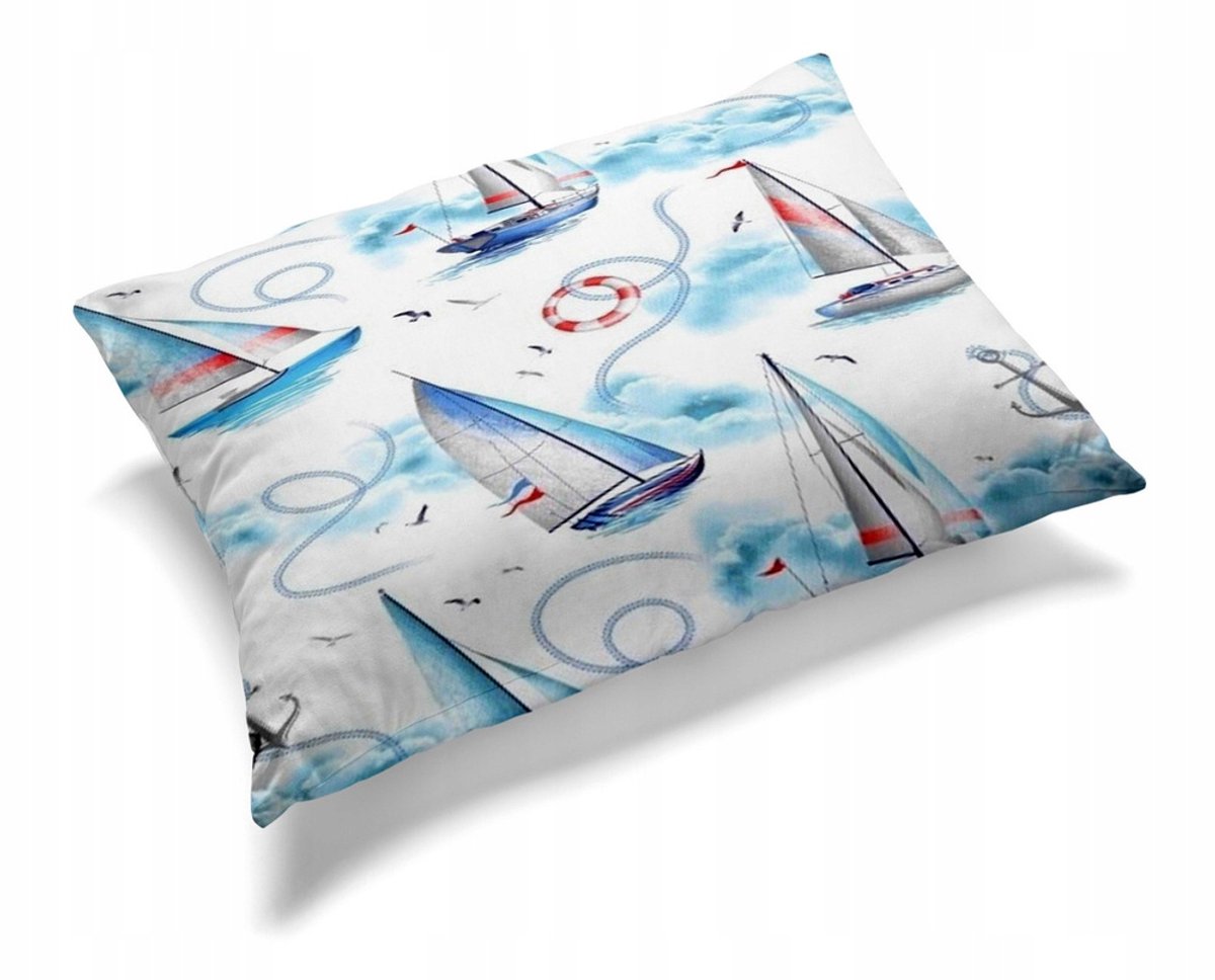 Kussensloop 70x80cm Katoen met Zeilbootprint - OEKO-TEX Gecertificeerd