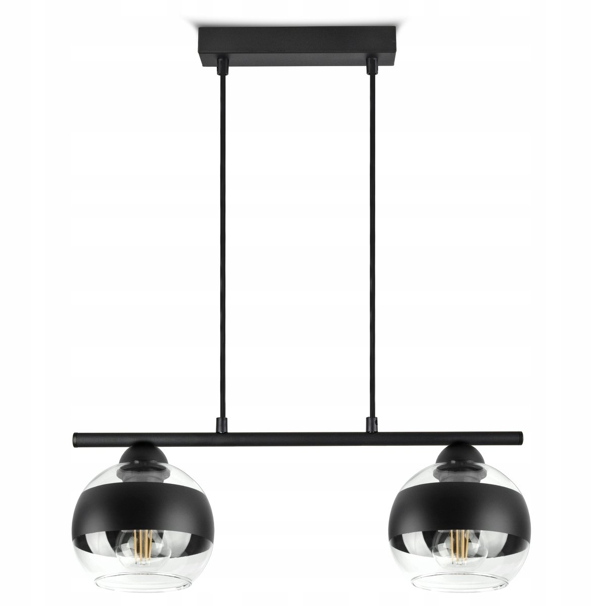 Zwarte Plafondlamp met Glazen Bollen - LED E27