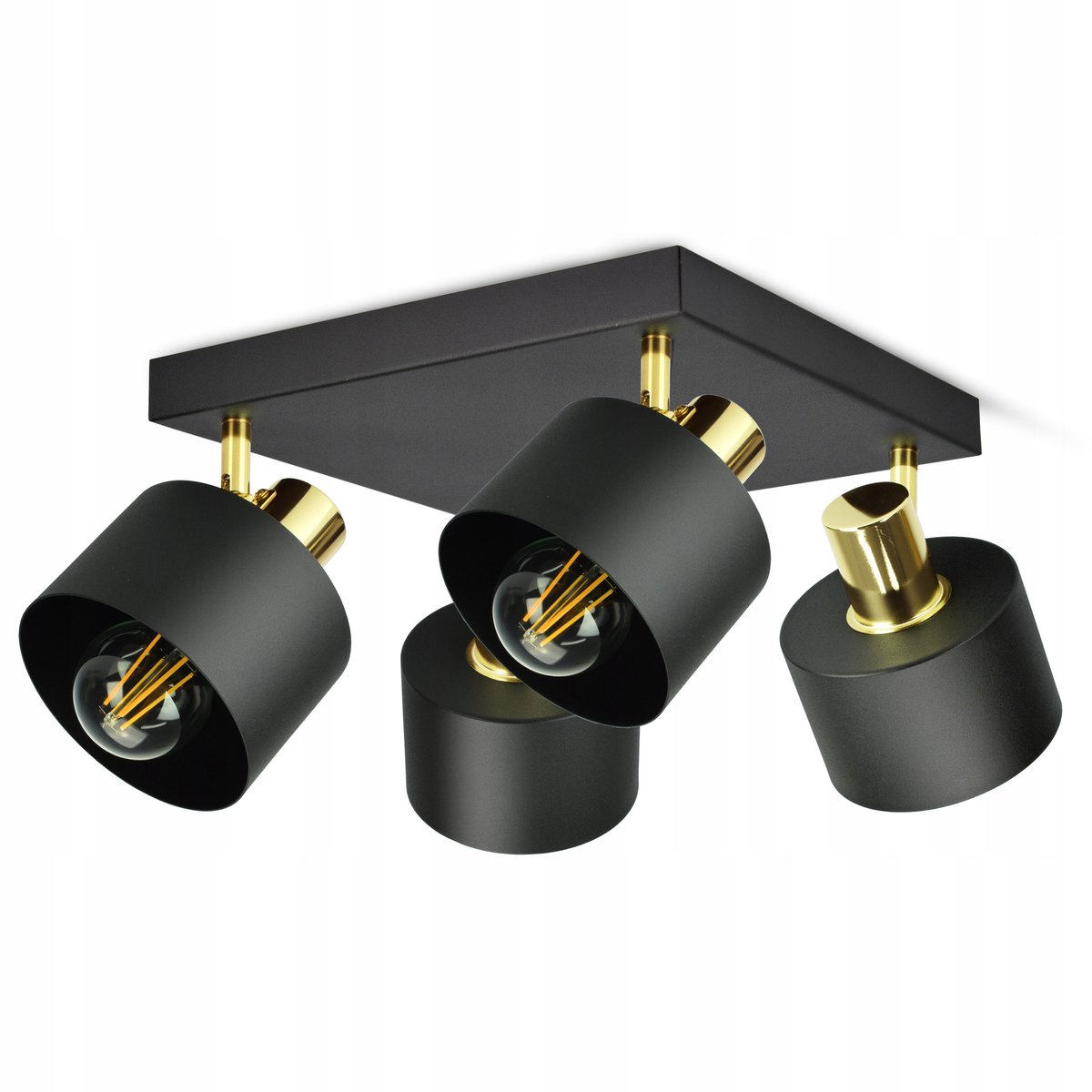 Luxe Plafondlamp AG4 Zwart Goud E27 4 Spots