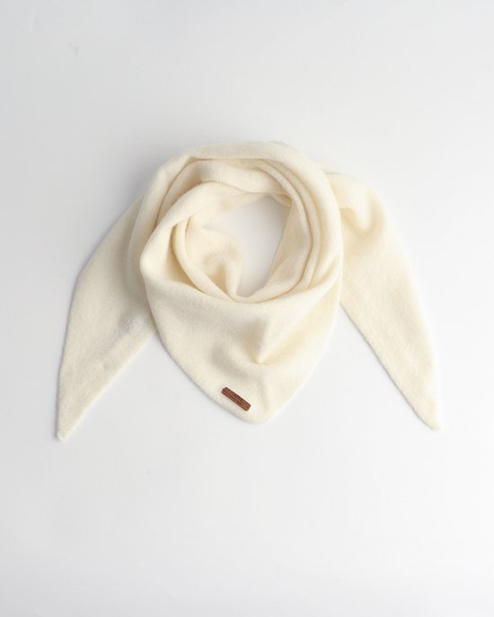 Mini foulard - Triangle- Foulard - Écharpe - Tricotée - Uni - Foulard étroit - Petite écharpe - Laine - Doux - Luxe- Écru