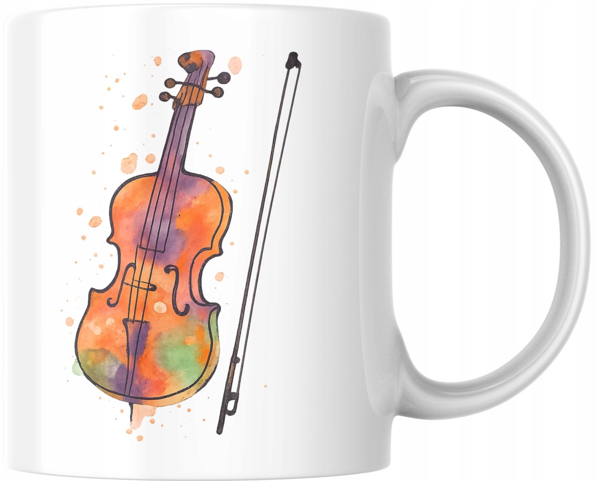 Unieke Aquarel Viool Mok - Muziek Cadeau voor Violisten