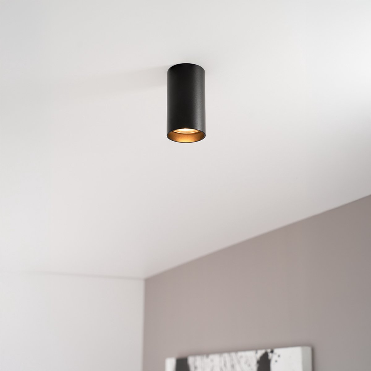 Canopus nero s by LUSENZ - Cilindervormige opbouwspot in met mat zwarte coating