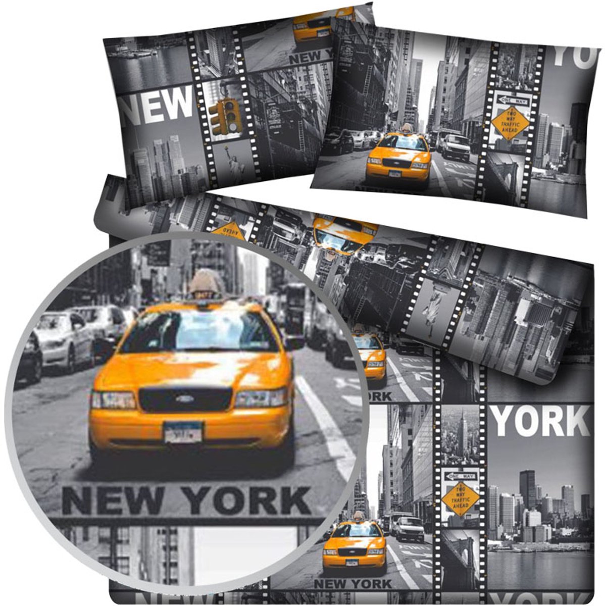 Dekbedovertrek New York Stad Grijs 160x200 cm Katoen