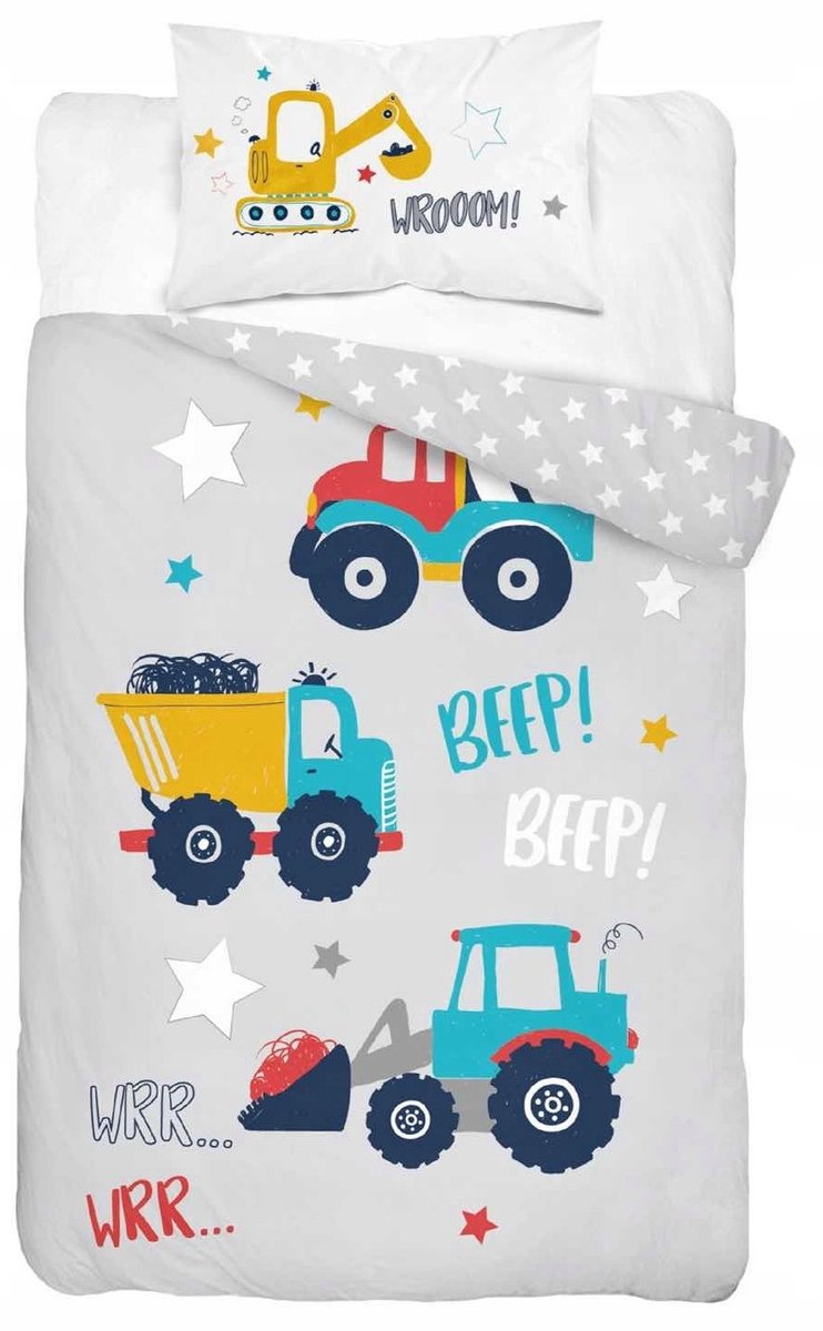 Kinderbeddengoed 100x135cm - Bouwvoertuigen, Katoen