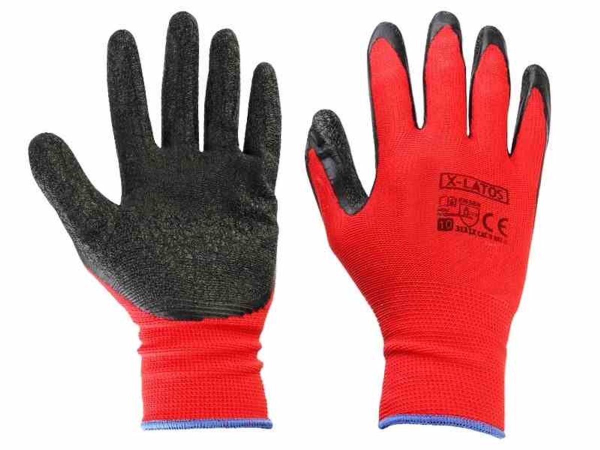 Werkplaats handschoenen nylon met latex coating, maat 10