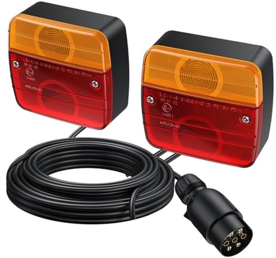 Feux de remorque avec câble à 7 broches et boîtier étanche, feu arrière 12 V pour voiture et caravane