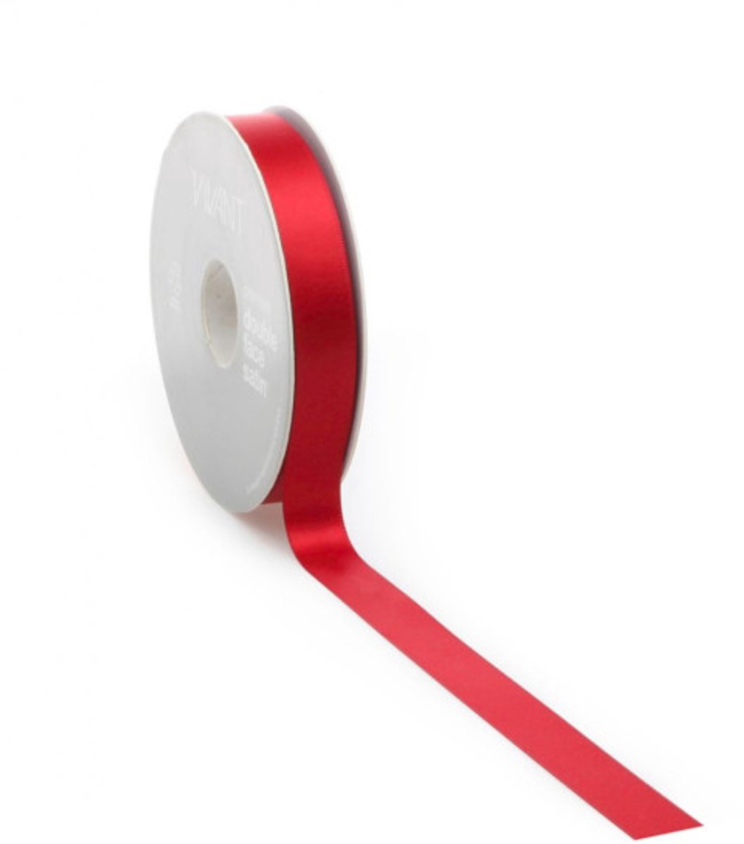 Satijn lint 16 mm rood op rol van 25 meter