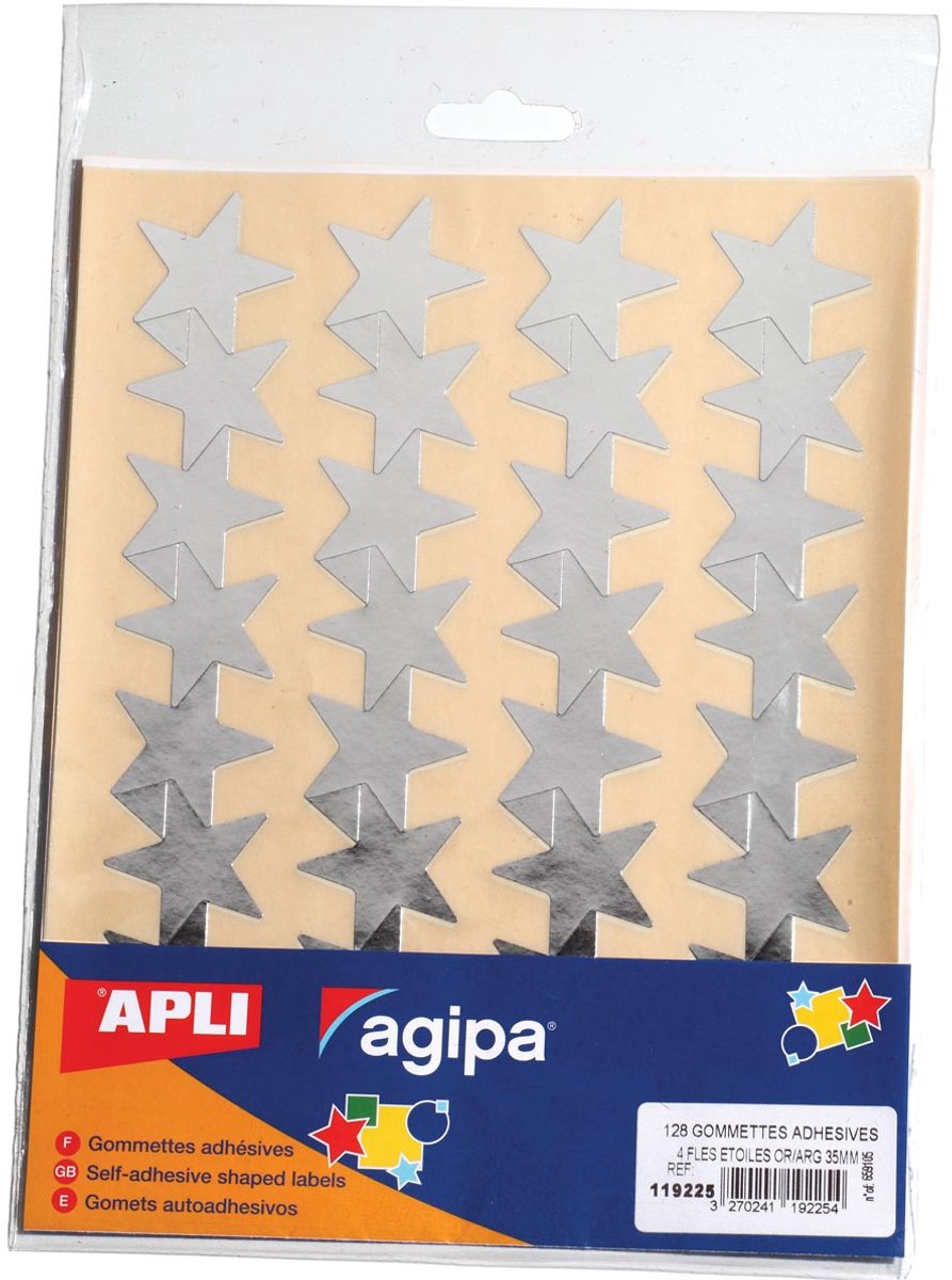 Agipa metallic stickers | blister met 128 stuks | goud en zilver | ster 35 mm