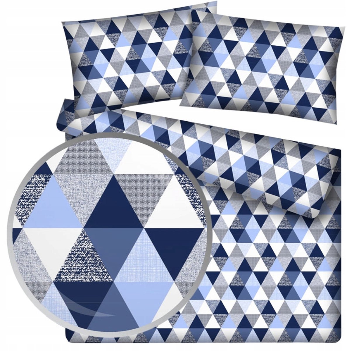 Dekbedovertrek Blauw-Marine Driehoeken 160x200 cm - 100% Katoen