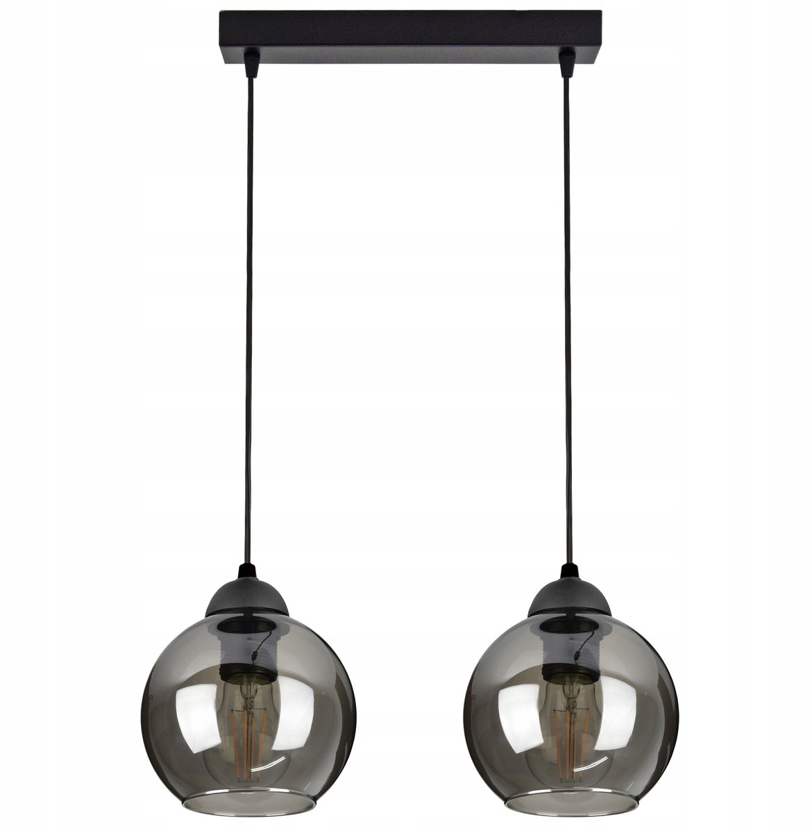 Moderne Glazen Hanglamp met 2 Kappen, E27, Zwart Mat