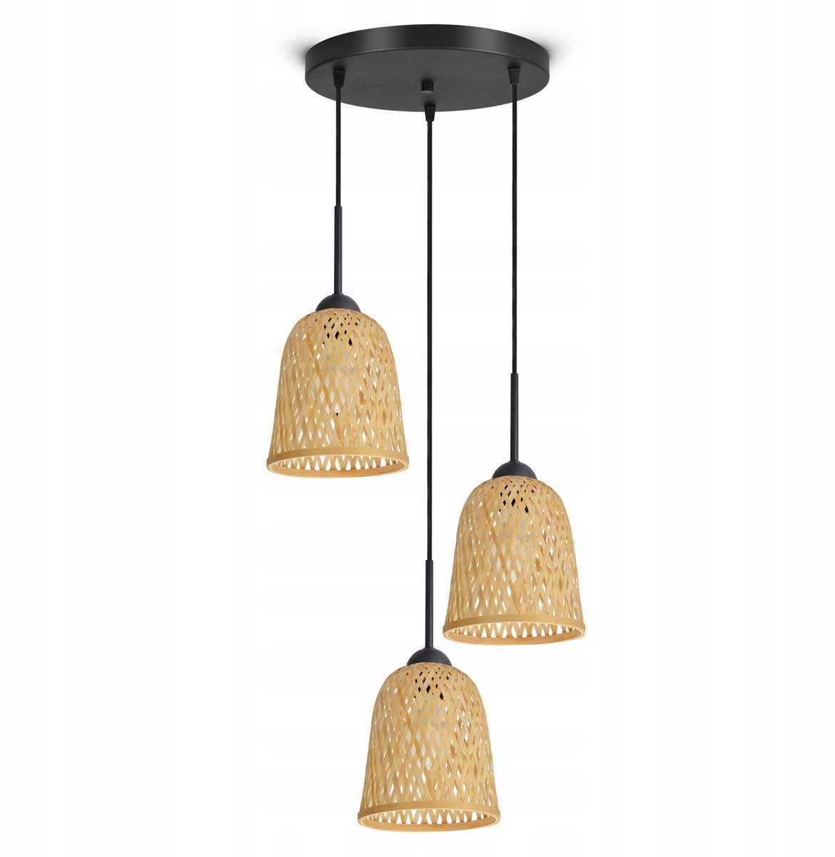 Bamboe Hanglamp Zwart/Natuurlijk - Boho Stijl, E27, Max 60W