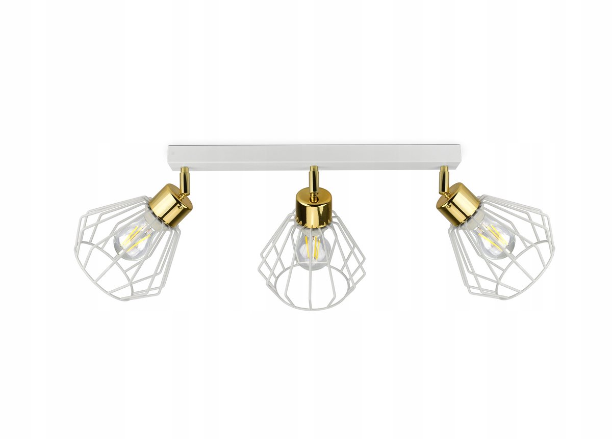 Loft Plafond Lamp Wit Goud Metaal - Direct Gemonteerd