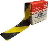 Afzetlint Geel-Zwart - 100m x 8cm - Op Rol - Markeerlint - Waarschuwingslint