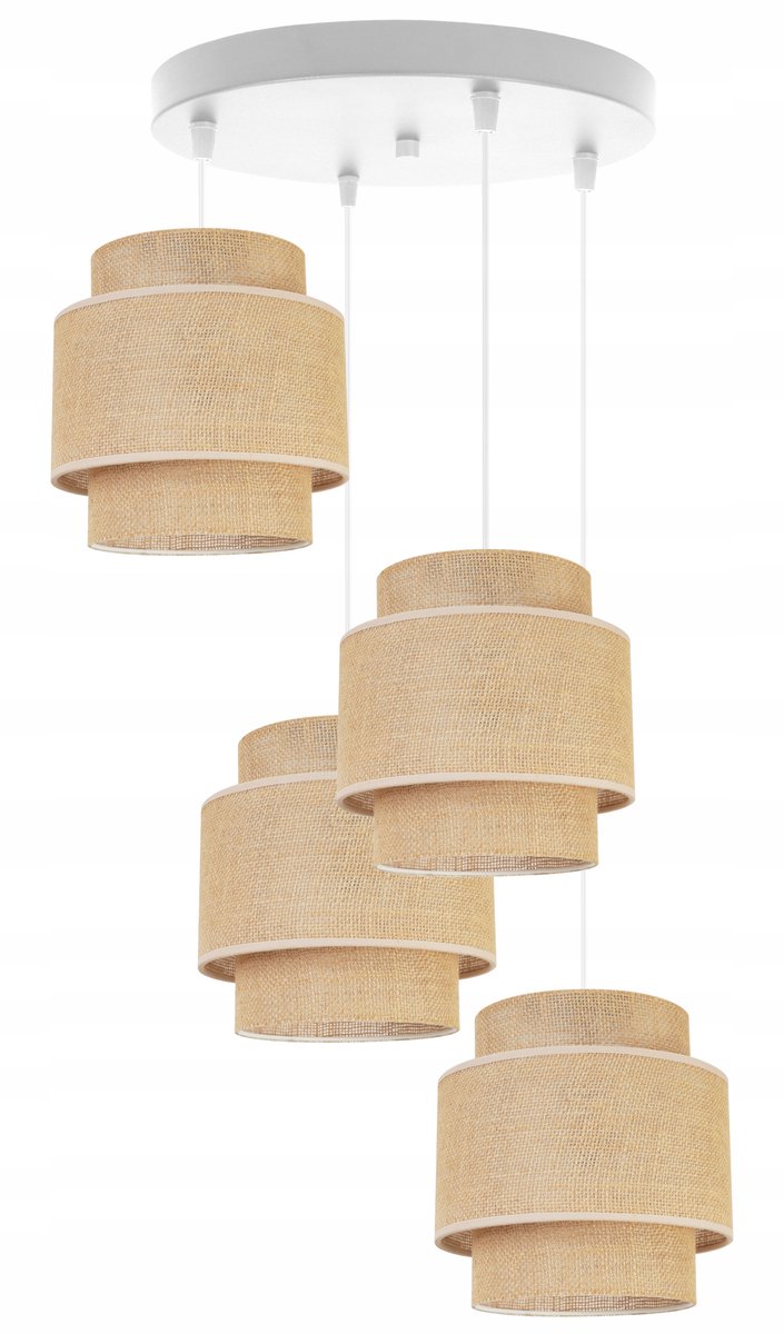Boho Hanglamp Jute Kap Wit/Beige - Stijlvolle Verlichting voor Woonkamer