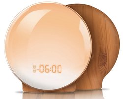 UPLY Wake Up Light - Smart Clock Met USB Oplaadpunt - Lichtwekker - Digitale Wekker - Wekker Radio met 4 Alarmen - WiFi - Google Home | Amazon Alexa