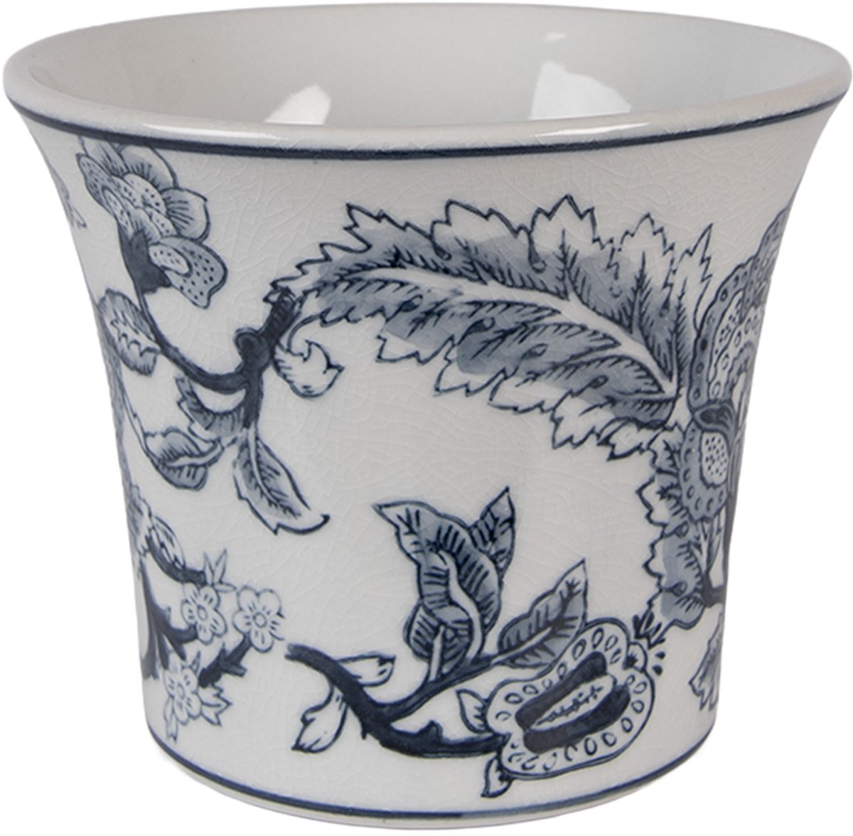 Clayre & Eef Bloempot Ø 16x13 cm Wit Blauw Keramiek
