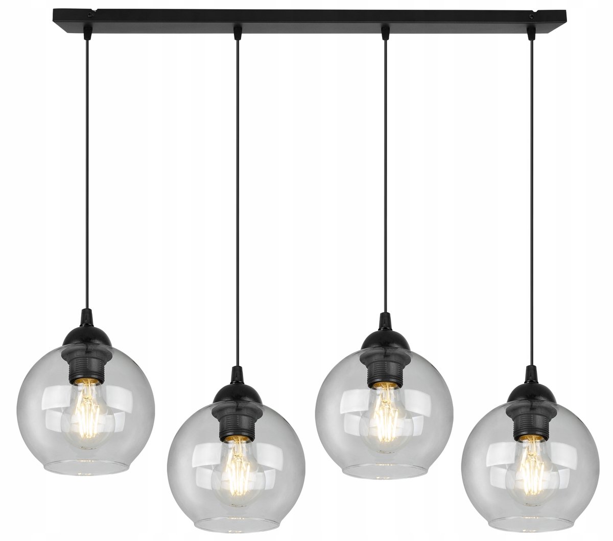 Hanglamp met Glazen Bollen - Loft Stijl - Zwart/Transparant