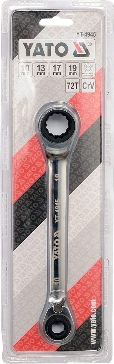 Yato - Dubbelzijdige Ringsleutel met Ratels - 10-13-17-19 mm - Chroom Vanadium Staal