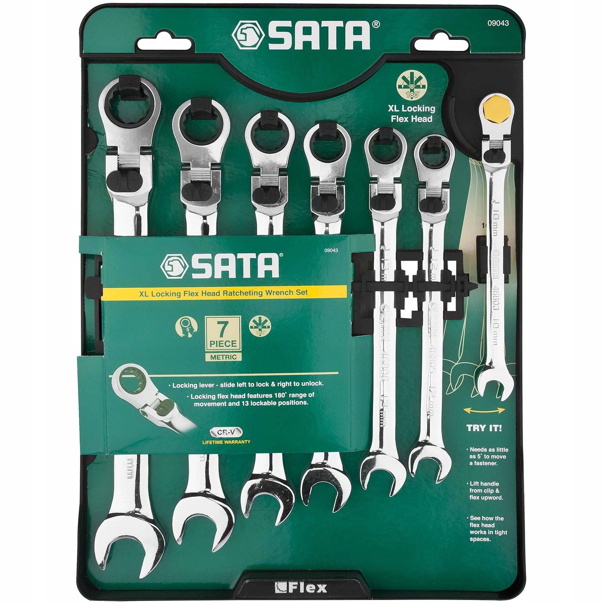 SATA Dopsleutelset met Ratel 7 Verdeler 10-19mm