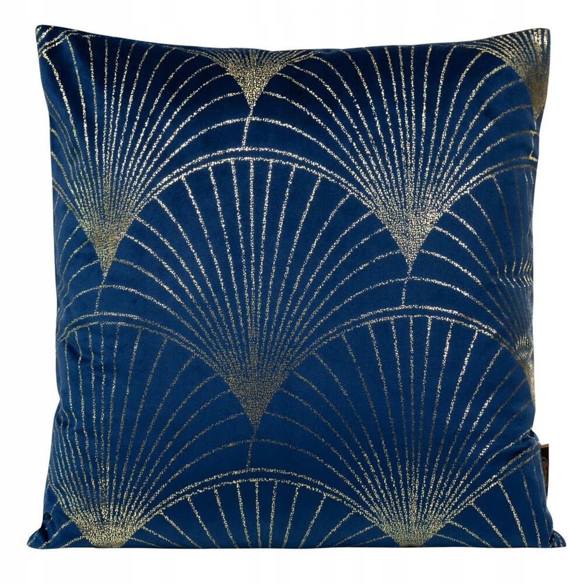 Sierkussens 45x45cm Blauw Velours met Gouden Print