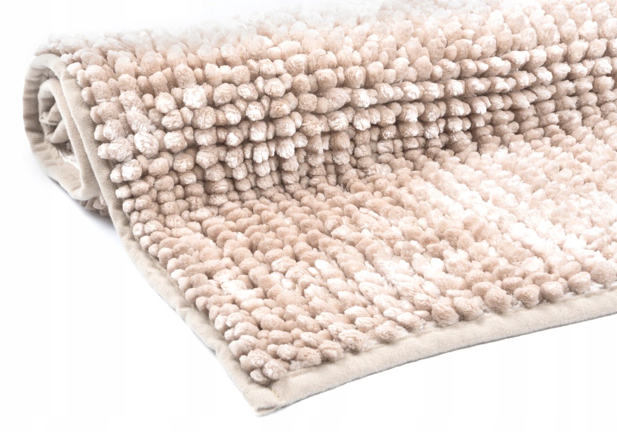 Zachte Chenille Badmat Antislip 50x80 cm Beige - Wasbaar