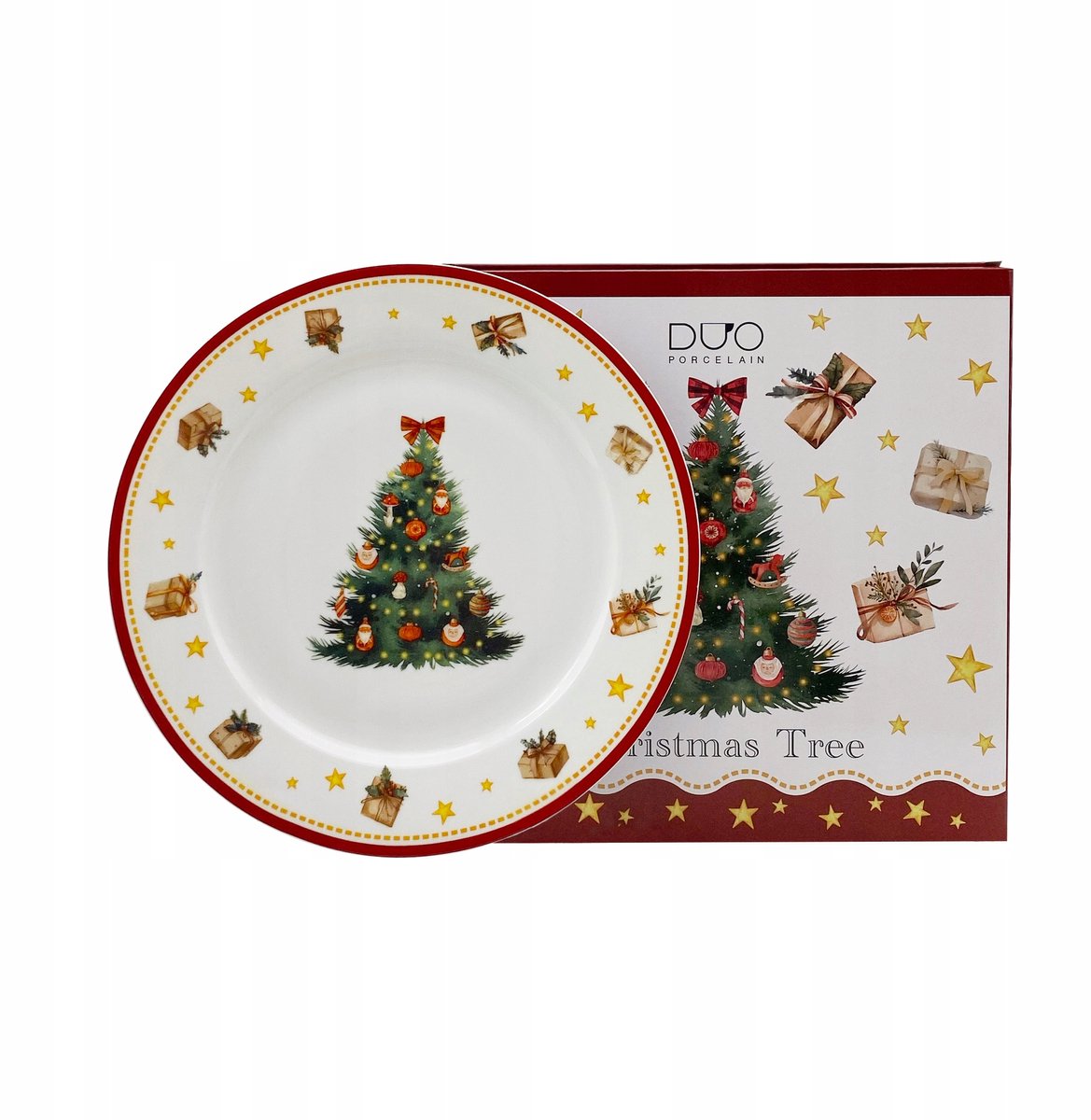 Duo Kerstboom Grote Porseleinen Dinerbord - Feestelijke Collectie
