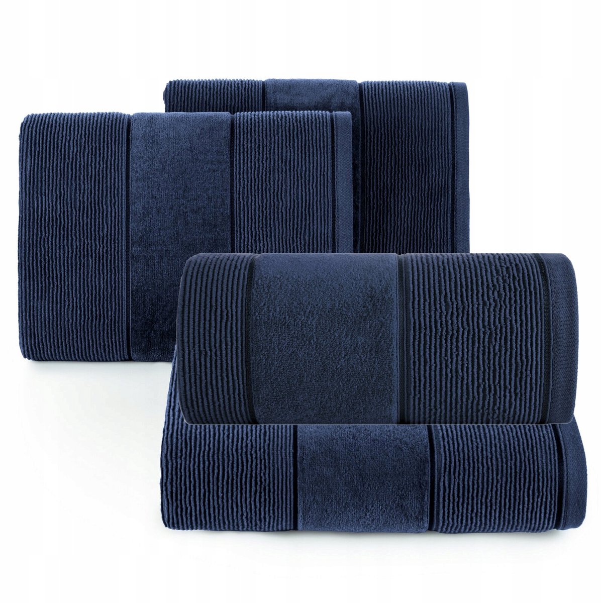 Badhanddoeken Set 4 Stuks Katoen Zacht Absorberend Marineblauw