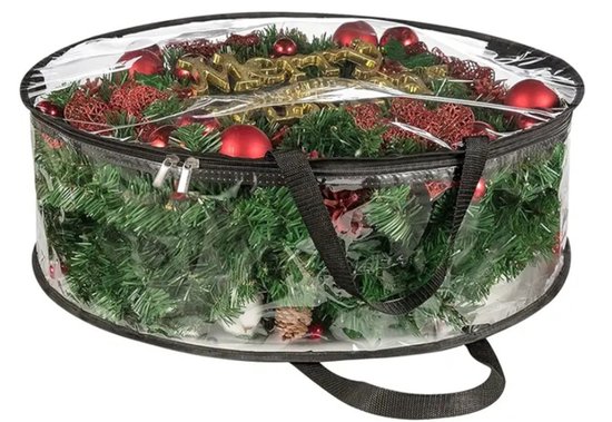 SLDHFE Krans Opbergtas, 76,2 cm Clear Kerstkrans Opbergcontainer Slinger Vakantie Container Vakantie Krans Opbergtas voor Vakantie Seizoensgebonden Krans Garland