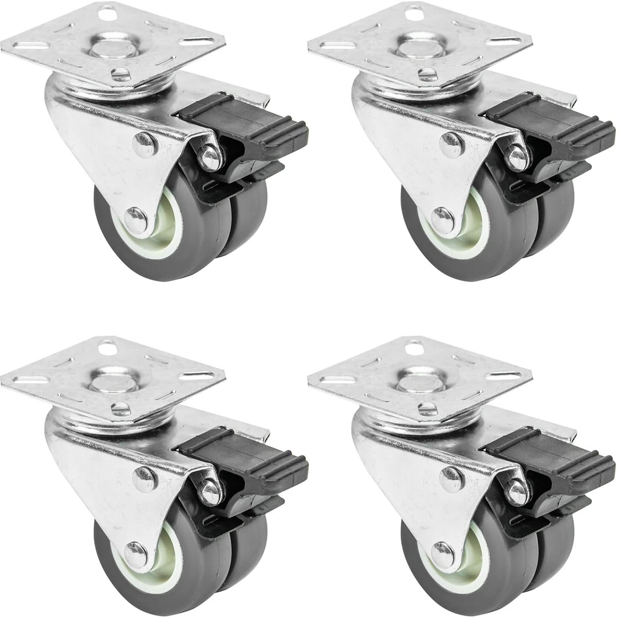 wielen - Set van 4 - zware - Laadvermogen 400 kg - Wielbreedte 2 Inch - 11,5 x 6 x 7,5 centimeter - grijs