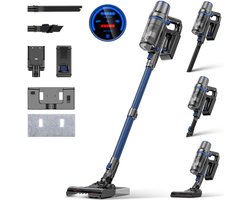 Olvy Steelstofzuiger Draadloos - Met Dweilfunctie - 5 Zuigniveaus - Vacuum Cleaner - Draadloze Snoerloze Stofzuiger - Zonder Zak - Op Accu - 350W - 35Kpa - Kruimeldief