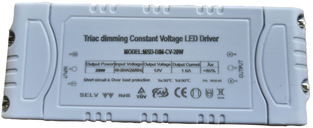 LED Dimbare driver-voeding 12volt-20w