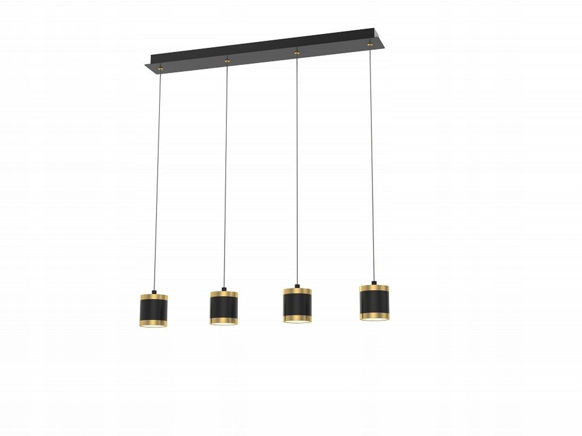 Zwart plafond TOULOUSE, 4-lichts, donker, zwart/goud, 34W